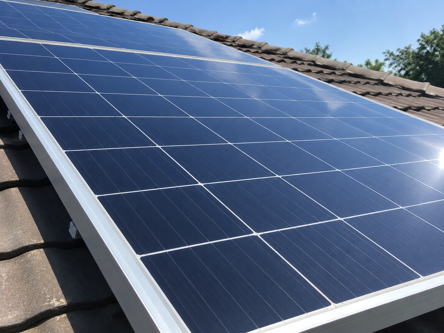 Clean solar panel after professional cleaning